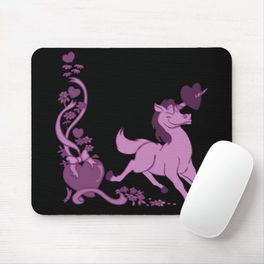 Cute Unicorns Hearts Flowers 3 Muismat (Met muis)