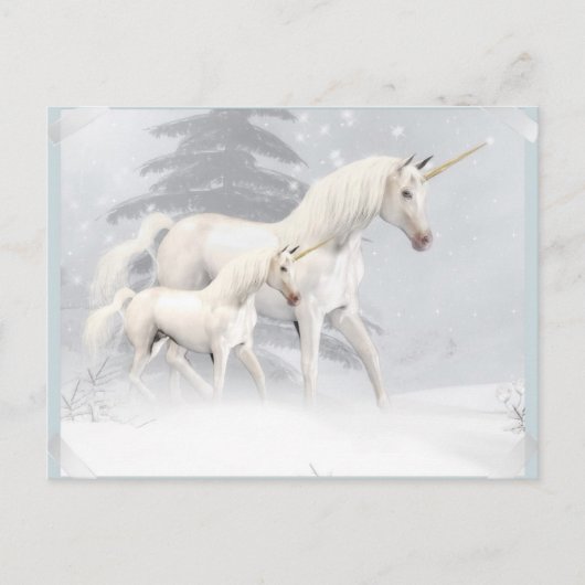 Cute Unicorns in sneeuw 1 Briefkaart (Voorkant)
