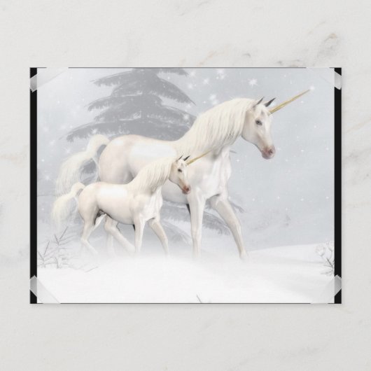 Cute Unicorns in sneeuw 1 Briefkaart (Voorkant)