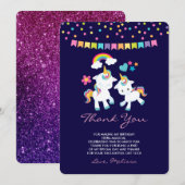 Cute Unicorns Magische Regenboog en Sterren Bedankkaart (Voorkant / Achterkant)