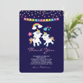Cute Unicorns Magische Regenboog en Sterren Bedankkaart (Staand voorkant)