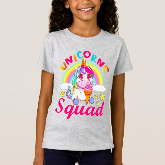 Cute Unicorns Squad Rainbow Ice-crème Girls T-shirt (Voorkant)