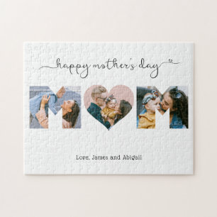 Cute Unique 3 Photo Heart Mam Happy Moederdag Legpuzzel