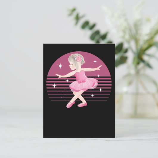 Cute Unique Ballerina Girl Dancing Ballet Briefkaart (Staand voorkant)