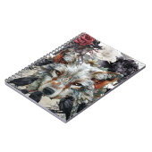Cute Unique Boho Wolf Raven & Florals Notebook Notitieboek (Linkerzijde)