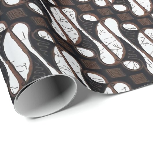 Cute Unique  Brown White Java Ethnic Batik Cadeaupapier (Rol Hoek)