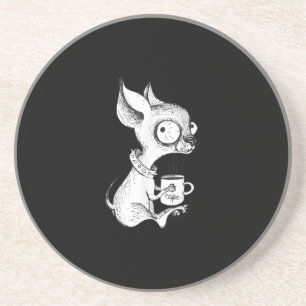 Cute Unique Chihuahua Coffee Art Hondenliefhebber  Zandsteen Onderzetter