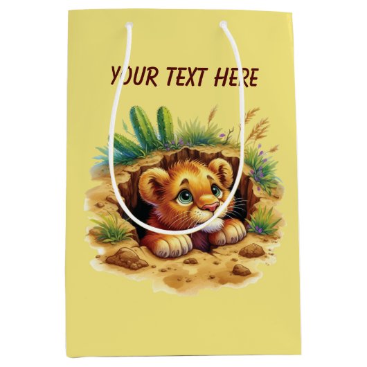 Cute unisex baby lion customizable medium cadeauzakje (Voorkant)