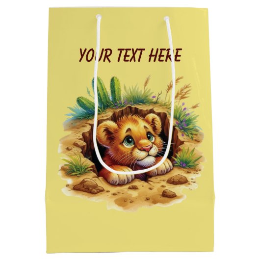 Cute unisex baby lion customizable medium cadeauzakje (Achterkant)