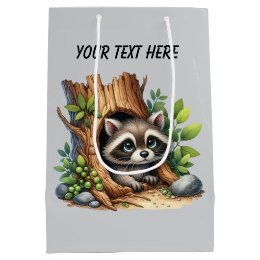 Cute unisex baby raccoon customizable medium cadeauzakje (Achterkant)