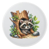 Cute unisex baby raccoon Nursery  Keramische Knop (Voorkant)