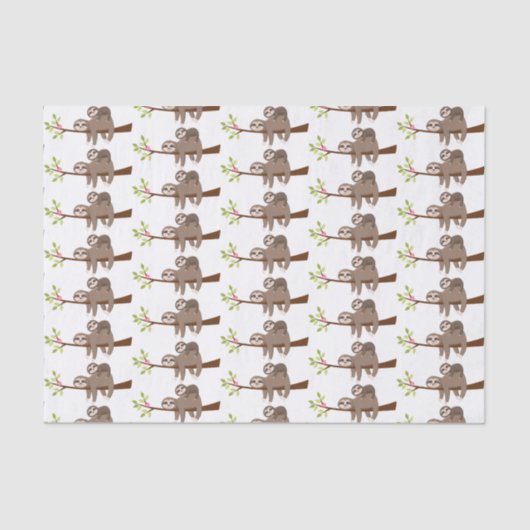 Cute unisex baby sloth party mamma tissue tissuepapier (Voorkant)
