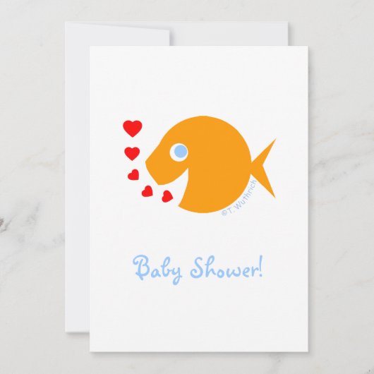 Cute Unisex Cartoon Goldfish with Blue Eyes Shower Kaart (Voorkant)