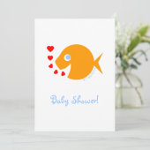 Cute Unisex Cartoon Goldfish with Blue Eyes Shower Kaart (Staand voorkant)