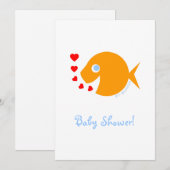 Cute Unisex Cartoon Goldfish with Blue Eyes Shower Kaart (Voorkant / Achterkant)