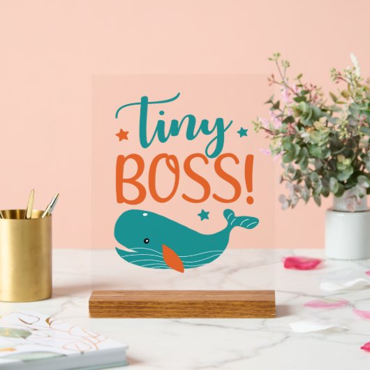 Cute unisex tiny boss word art nursery acryl bord (Huwelijk)