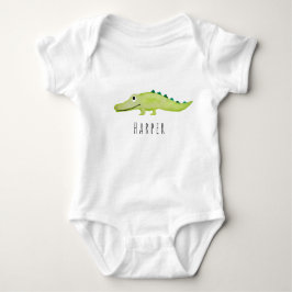 Cute Unisex Waterverf Crocodile Safari met naam Romper