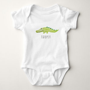 Cute Unisex Waterverf Crocodile Safari met naam Romper