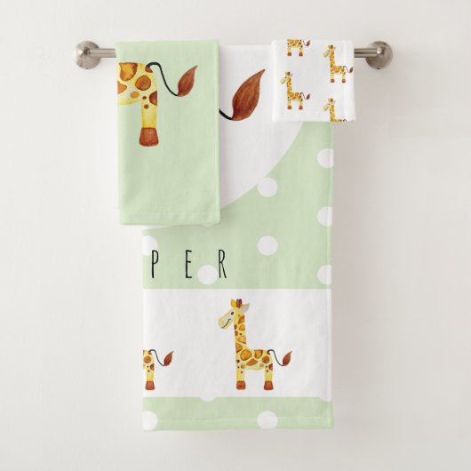 Cute Unisex Waterverf Giraffe Safari Baby/Child Bad Handdoek (Insitu)