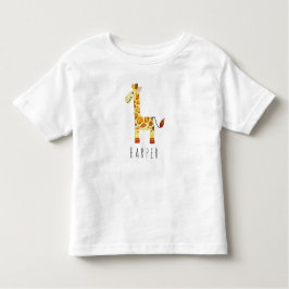 Cute Unisex Waterverf Giraffe Safari met naam Kinder Shirts