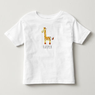 Cute Unisex Waterverf Giraffe Safari met naam Kinder Shirts