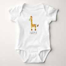 Cute Unisex Waterverf Giraffe Safari met naam