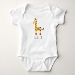Cute Unisex Waterverf Giraffe Safari met naam Romper