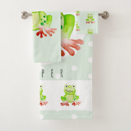 Cute Unisex Waterverf Oerwoud Kikker Baby/Kind Bad Handdoek