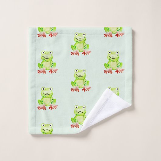 Cute Unisex Waterverf Oerwoud Kikker Baby/Kind Bad Handdoek (Wasdoekje)