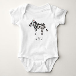 Cute Unisex Waterverf Zebra Safari met naam Romper