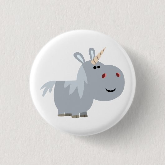 Cute unscable Cartoon Unicorn Button Badge (Voorkant)
