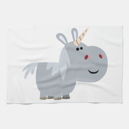 Cute unscable Cartoon Unicorn Kitchen Towel Theedoek (Horizontaal)