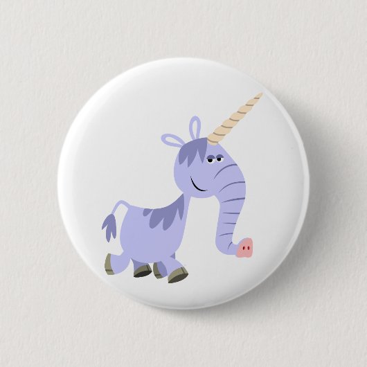 Cute Unusual Cartoon Unicorn Button Badge (Voorkant)