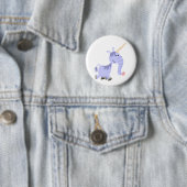 Cute Unusual Cartoon Unicorn Button Badge (In situ)