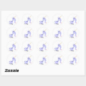 Cute Unusual Cartoon Unicorn ticker Ronde Sticker (Vel)