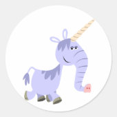 Cute Unusual Cartoon Unicorn ticker Ronde Sticker (Voorkant)