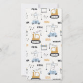 Cute Urban Construction Crane Boy's Baby shower Bedankkaart (Achterkant)