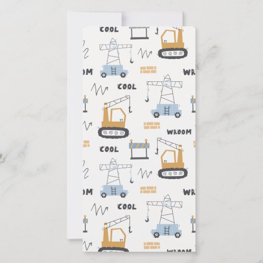 Cute Urban Construction Crane Boy's Baby shower Bedankkaart (Achterkant)