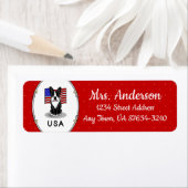 Cute USA American Flag Boston Terrier Dog (zwart) Etiket (Insitu)