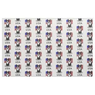 Cute USA American Flag Boston Terrier - (zwart) Stof