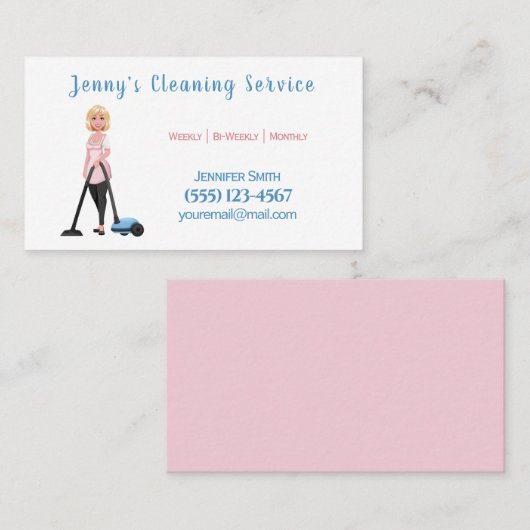 Cute Vacuum House Cleaning Maid Service Visitekaartje (Voorkant / Achterkant)