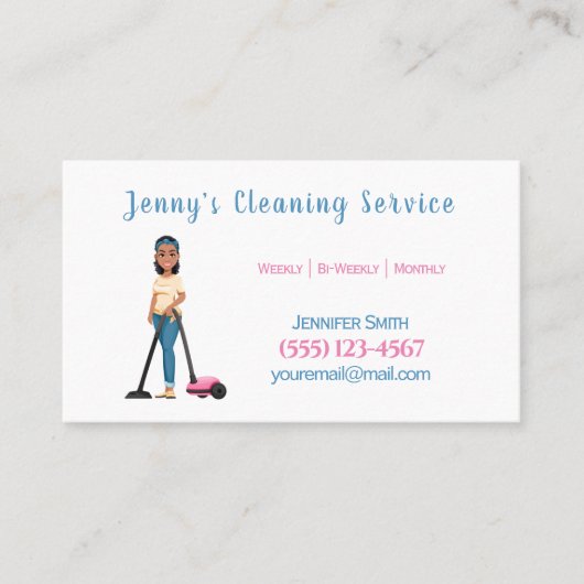 Cute Vacuum House Cleaning Maid Service Visitekaartje (Voorkant)