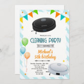 Cute vacuum theme party invitation kaart (Voorkant / Achterkant)