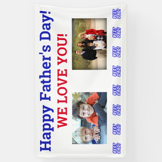 Cute Vaderdag Best Dad Photo Spandoek (Verticaal)