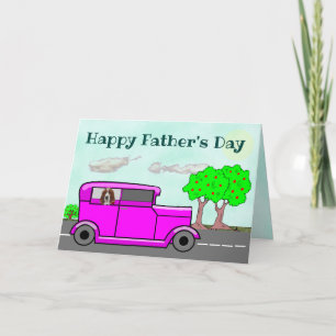 Cute Vaderdag Card met Basset Hound in een auto Kaart