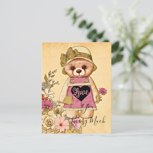 Cute  valentijn beer briefkaart (Staand voorkant)