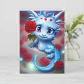 Cute Valentijn Blue Dragon Feestdagenkaart (Staand voorkant)