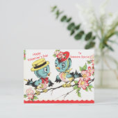 Cute Valentijn Bluebiirds & Blossom  Copy Briefkaart (Staand voorkant)