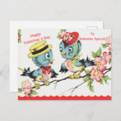 Cute Valentijn Bluebiirds & Blossom  Copy Briefkaart (Voorkant / Achterkant)