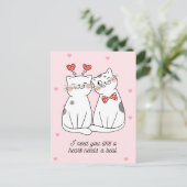 Cute Valentijn Cat Couple Briefkaart (Staand voorkant)